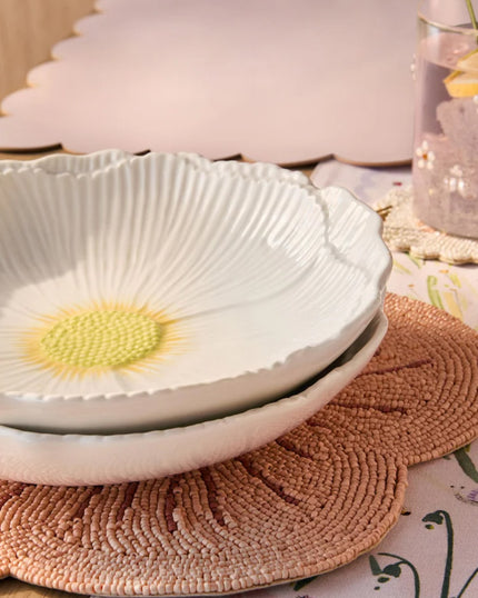 Blossom Wildlife Daisy White Flower Pasta Bowls (handpainted)