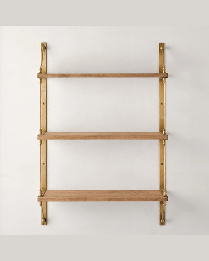 Triple Parker Brass and Wood Shelf