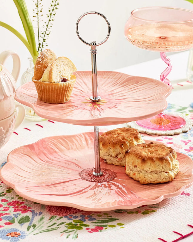 Flower Blossom 2 Tier Serving Stand (hand painted)
