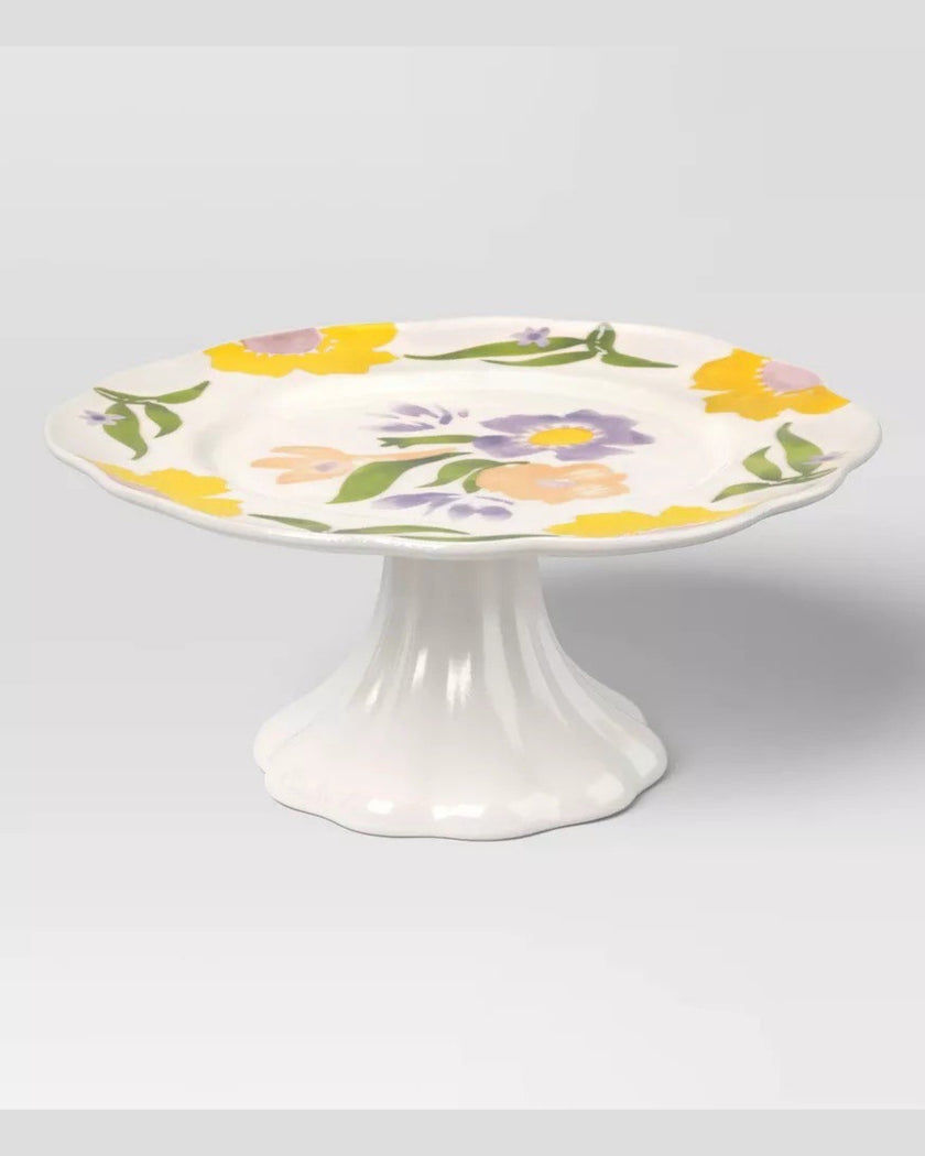 Blooming Floral Serving Stand Pedestal
