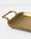 43cm Large Brass Footed Tray with Handles