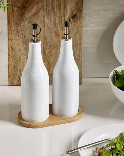 Set of 2 White Malvern Embossed Oil