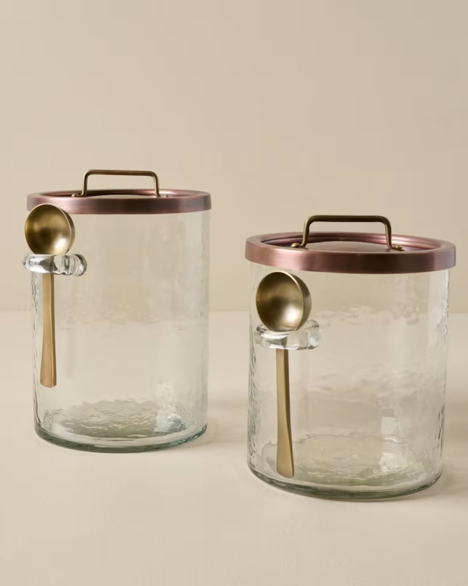 Antique Copper + Rustic Glass Canister with Scoop