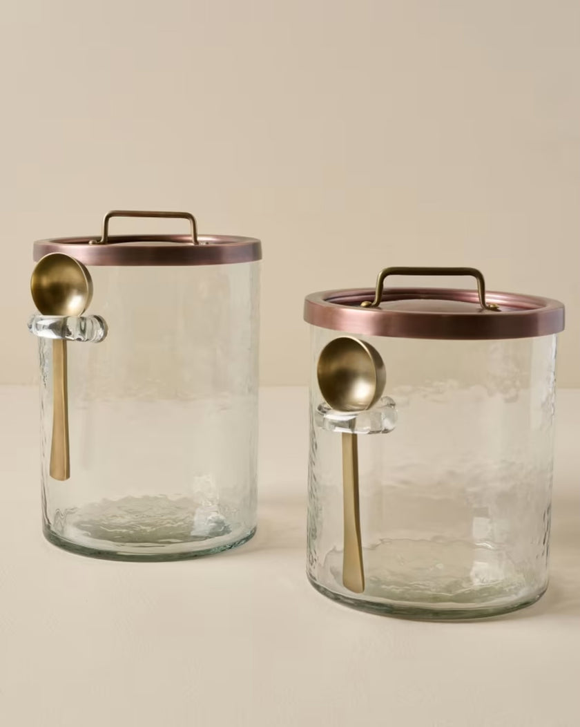 Antique Copper + Rustic Glass Canister with Scoop