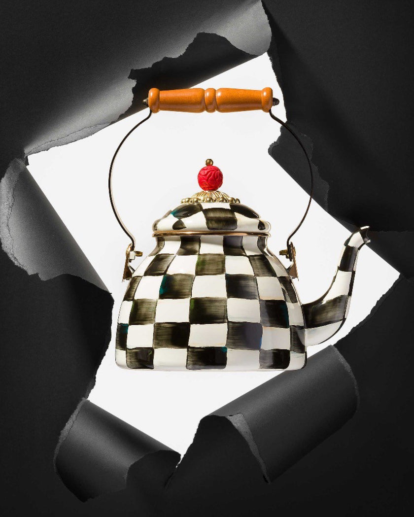 Courtly Check Enamel Tea Kettle