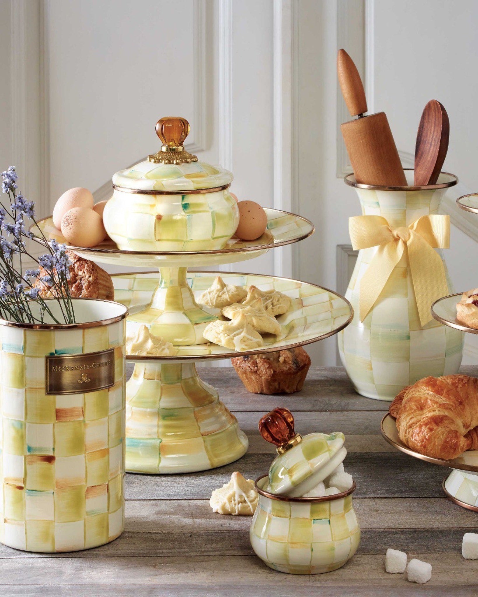 Parchment Check Utensil Holder