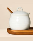 Flared Glazed Stoneware Salt & Pepper Cellar Set Cream
