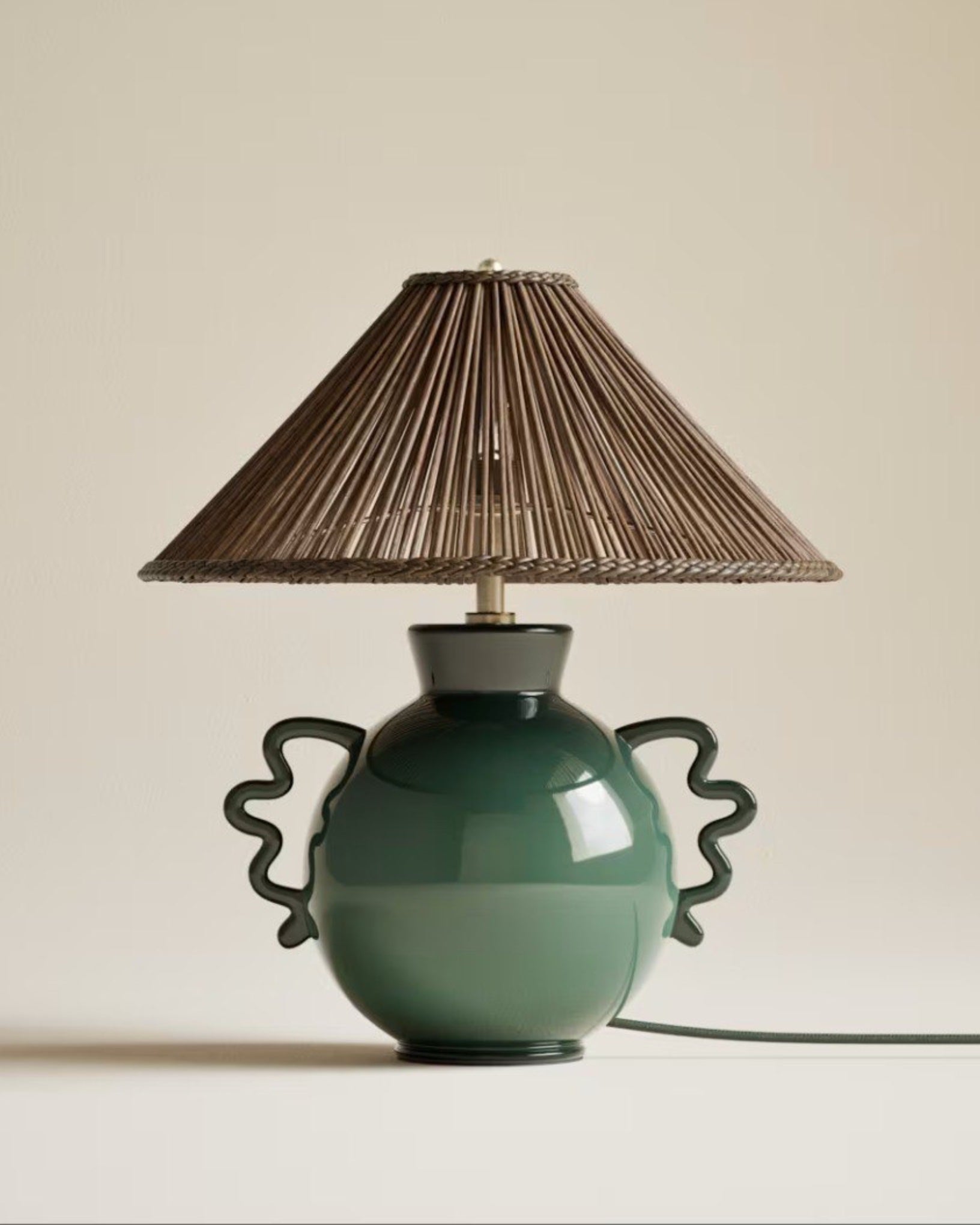 Rashia Rattan Green Table Lamp