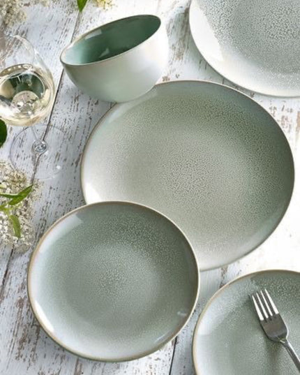 12 Piece Sage Reactive Glaze Dinnerware Set