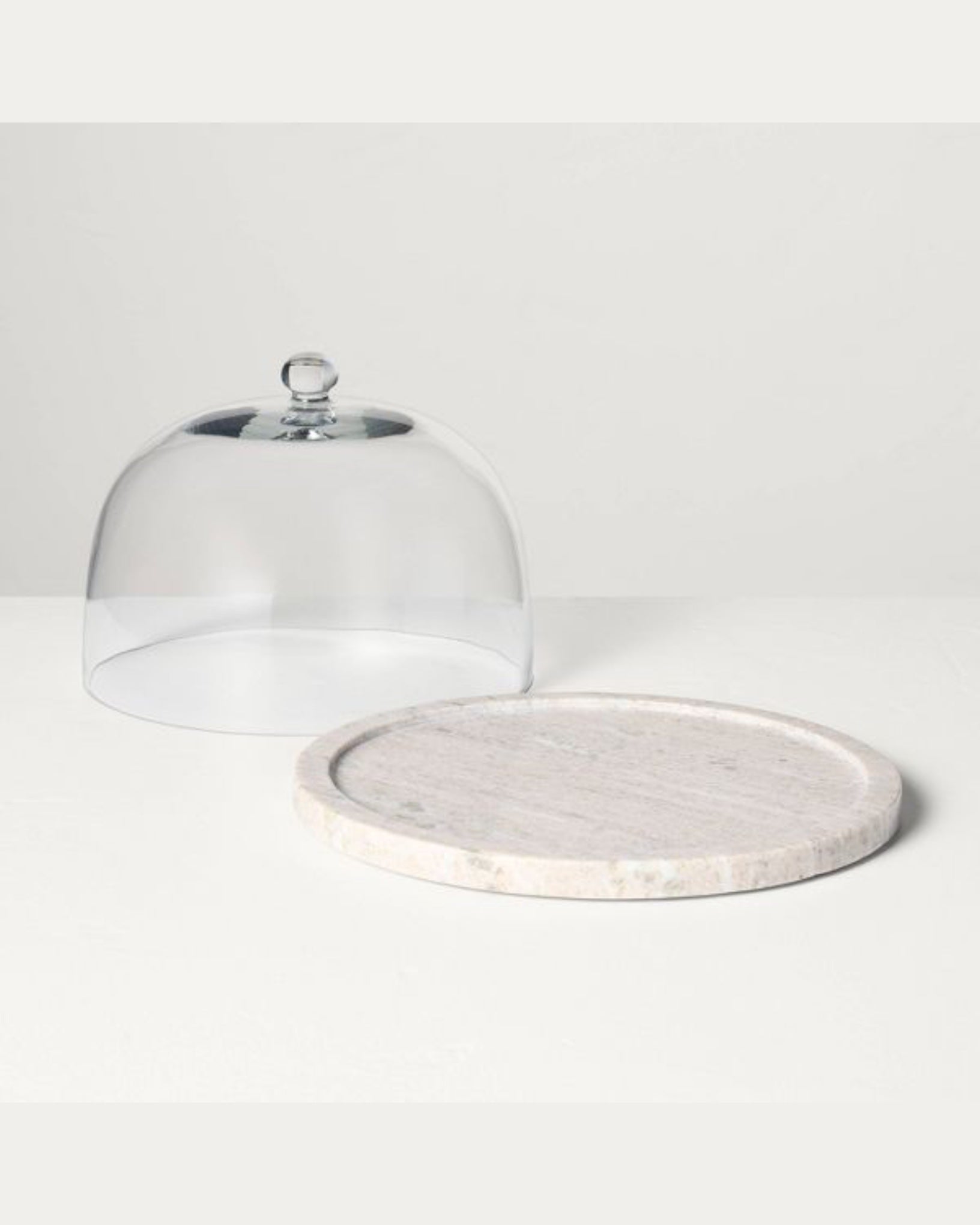 Slab Marble Covered Dessert Stand Warm Gray