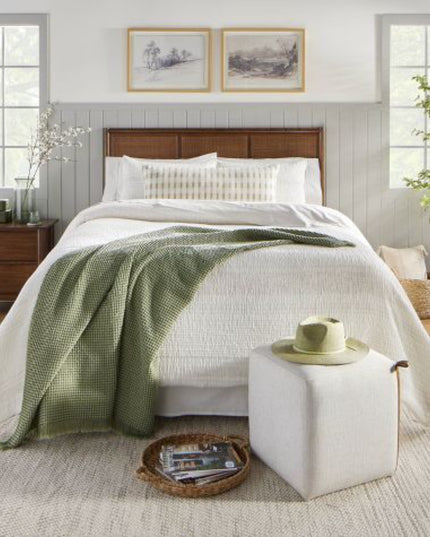 Layered Stripe Lumbar Bed Pillow Sage Green/Cream/Natural