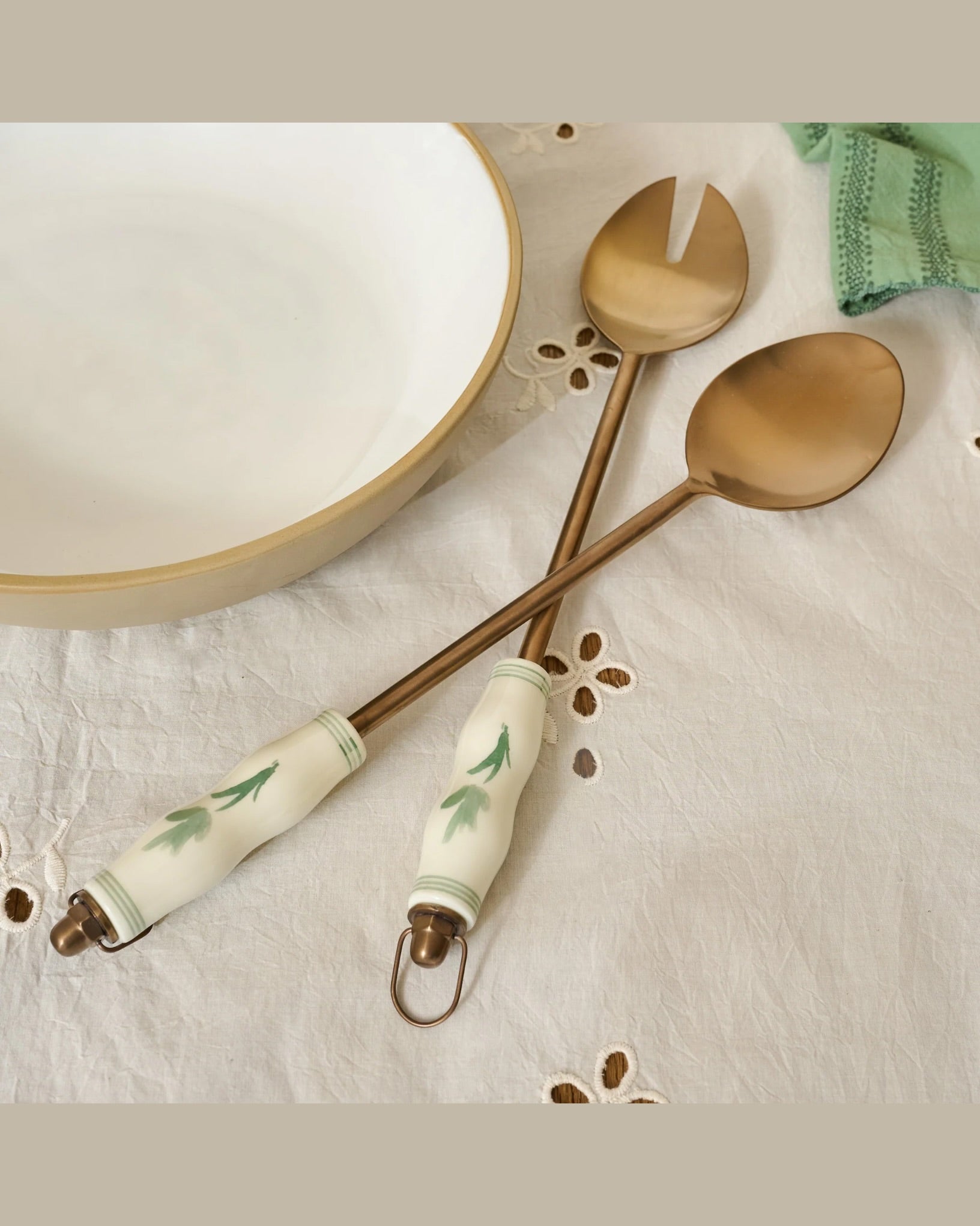 Copper Floral Serving Utensil Set