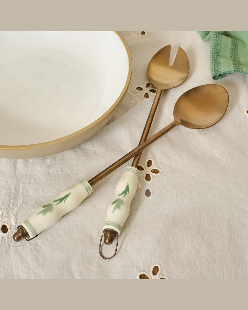 Copper Floral Serving Utensil Set