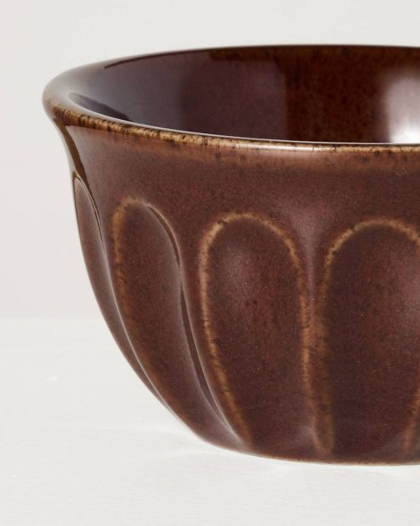 Set of 4 Fluted Stoneware Mini Bowls