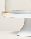 Stoneware Reactive Glaze Cake Stand with Glass Cloche