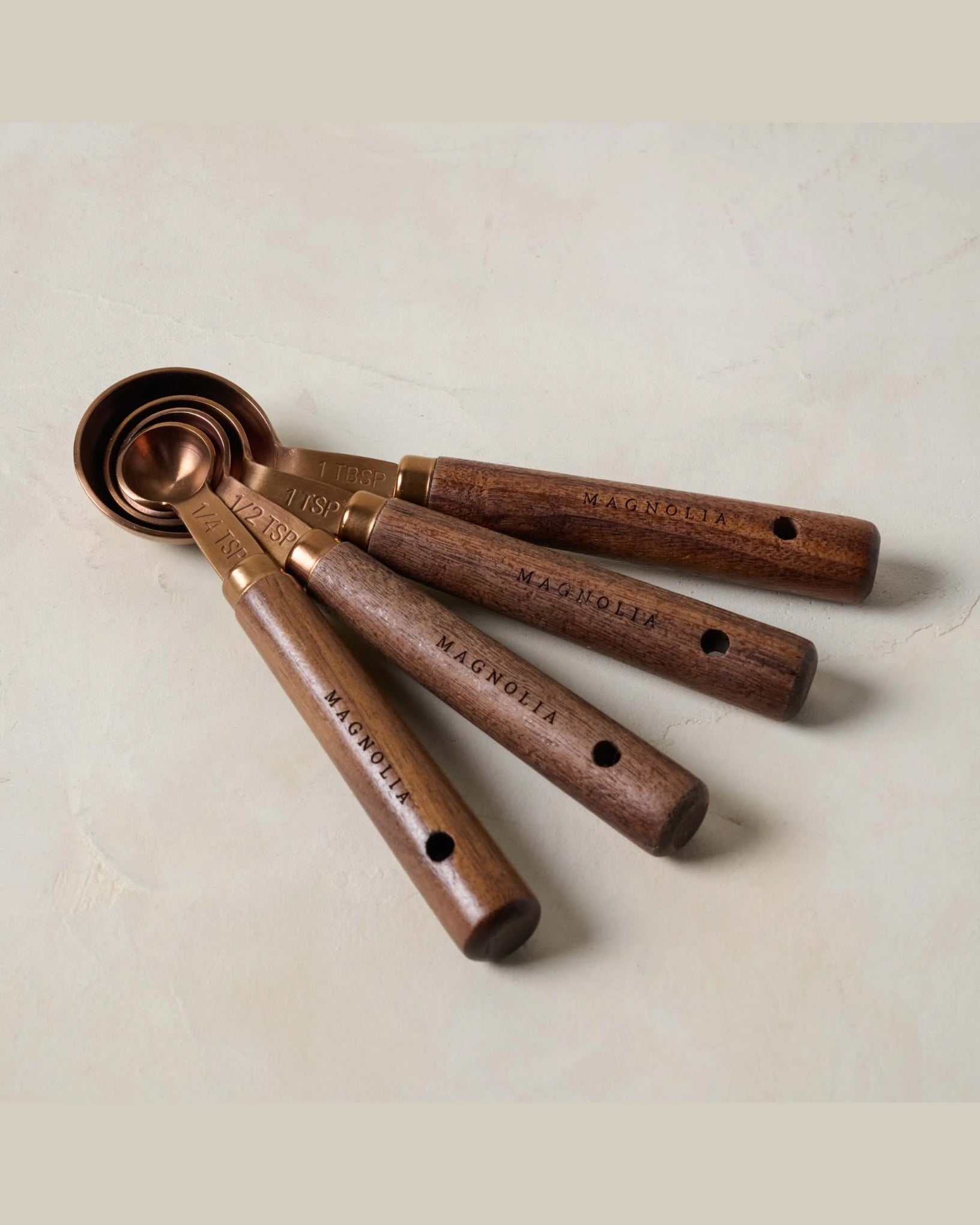 Walnut and Copper Measuring Spoons