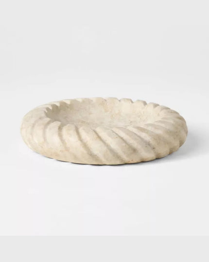 Twisted Edge Marble Dish Cream
