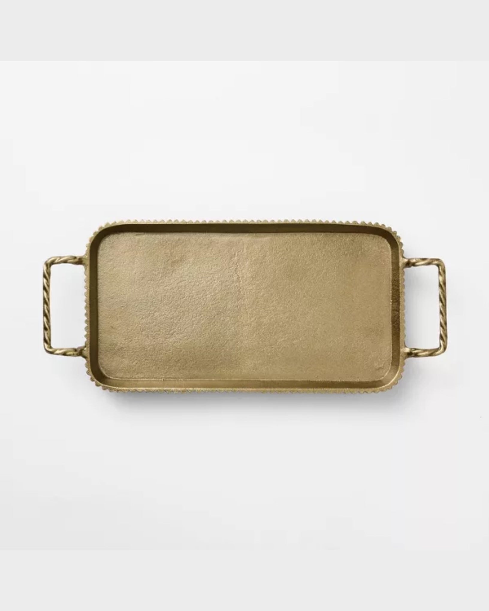 43cm Large Brass Footed Tray with Handles
