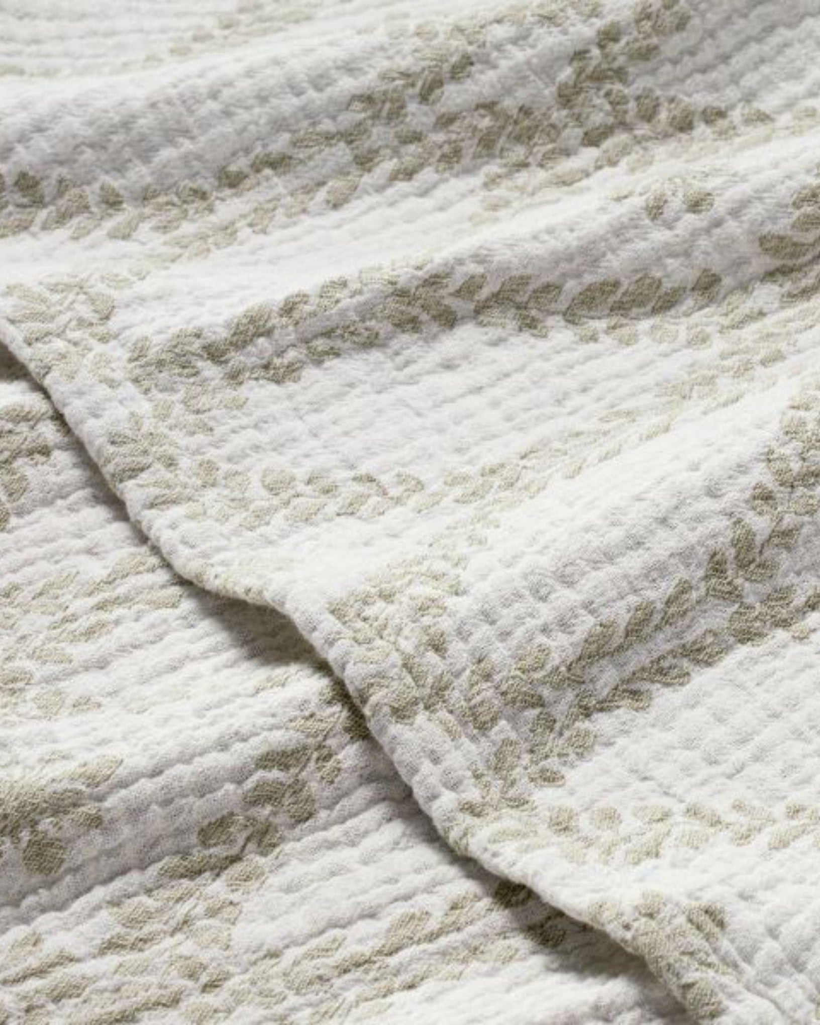 Trellis Pattern Cotton Throw Blanket Green/Cream