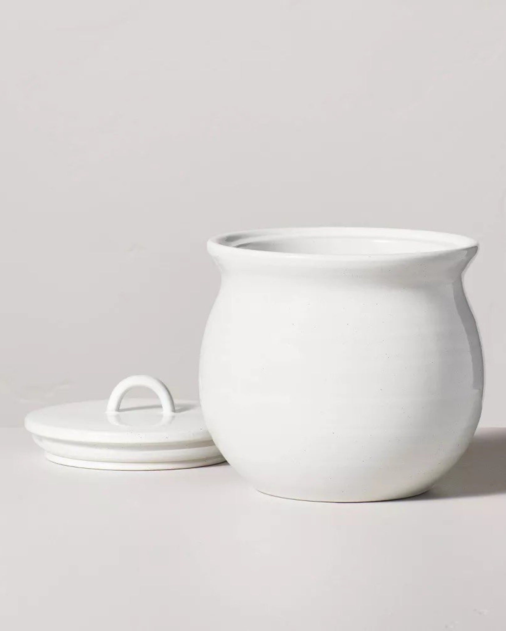 Flared Brim Stoneware Canister Vintage Cream