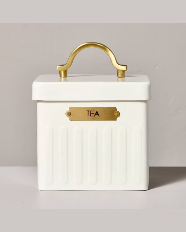 Metal Tea Tin Cream/Brass