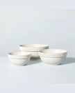 Set of 3 Brim Stripe Stoneware Mixing/Serving Bowl Set Cream