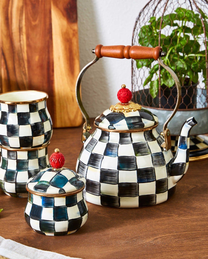 Courtly Check Enamel Tea Kettle