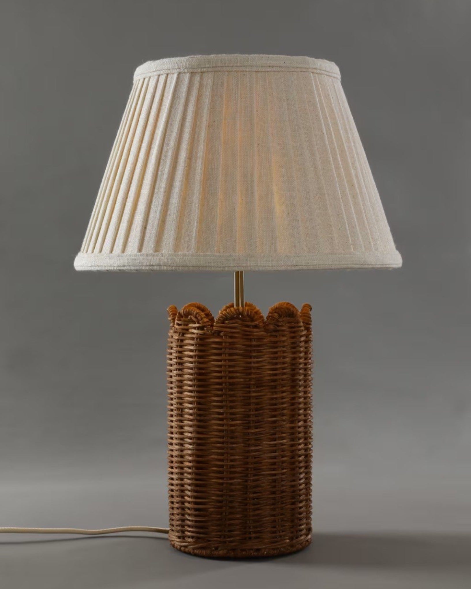 Carrie Rattan Scalloped Table Lamp Large