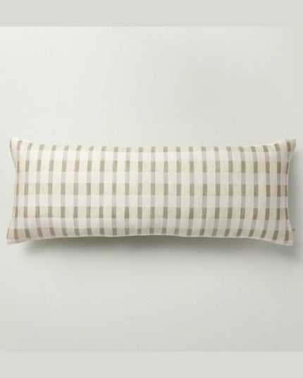 Layered Stripe Lumbar Bed Pillow Sage Green/Cream/Natural