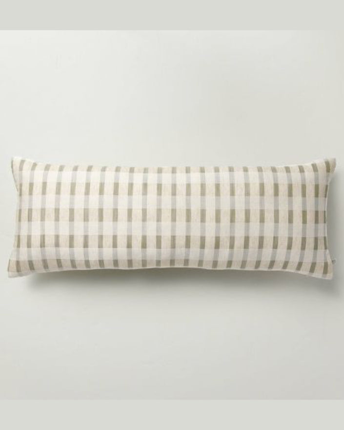 Layered Stripe Lumbar Bed Pillow Sage Green/Cream/Natural