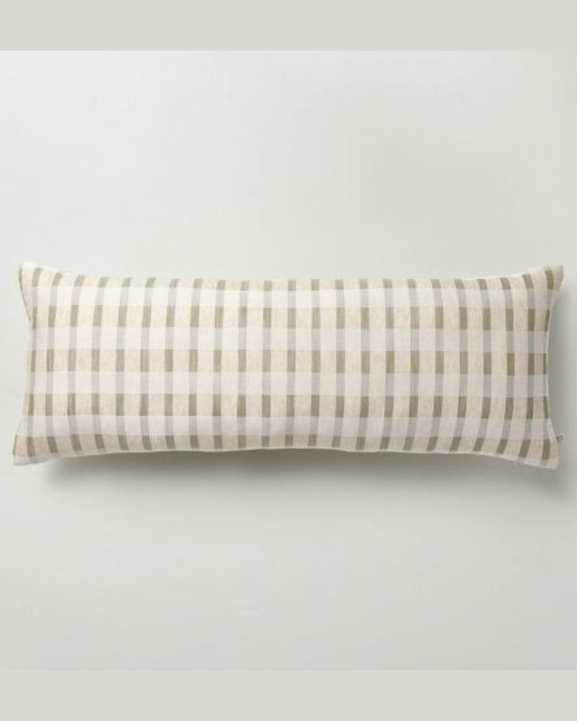 Layered Stripe Lumbar Bed Pillow Sage Green/Cream/Natural