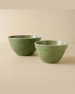 Vintage-Inspired Green Mixing Bowl Set of Two