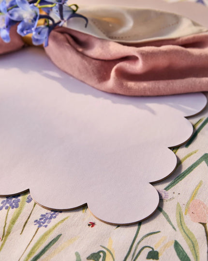 Wildlife Floral Scallop Reversible Soft Faux Leather Placemats (wipeclean)