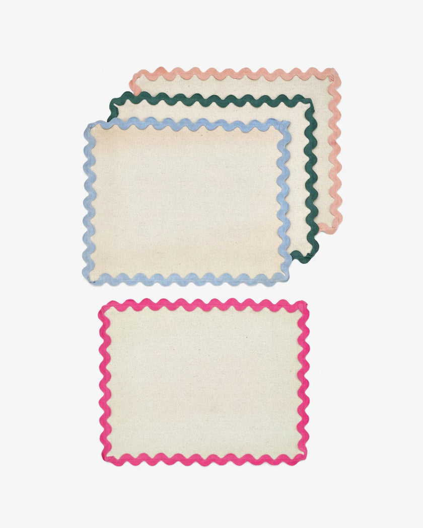 Multi Bright Wiggle Fabric Placemats Set of 4 or 8