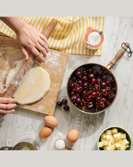Copper Colander with Walnut Handle