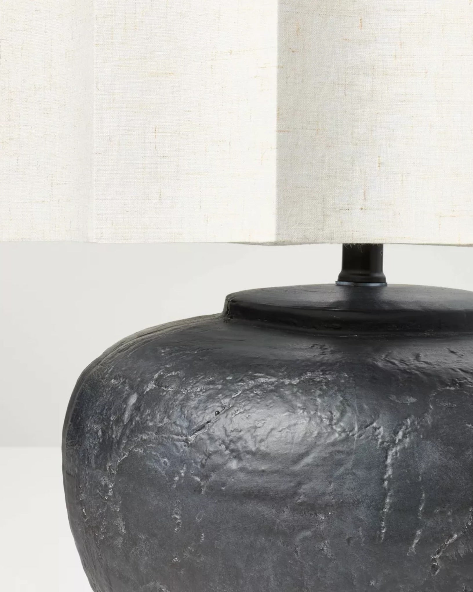 Oversized Ceramic with Fluted Shade Table Lamp Black/White