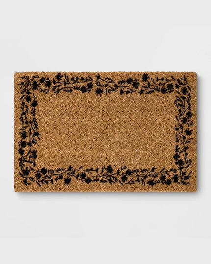Large Floral Border Estate Doormat Beige (59cm x 90cm)