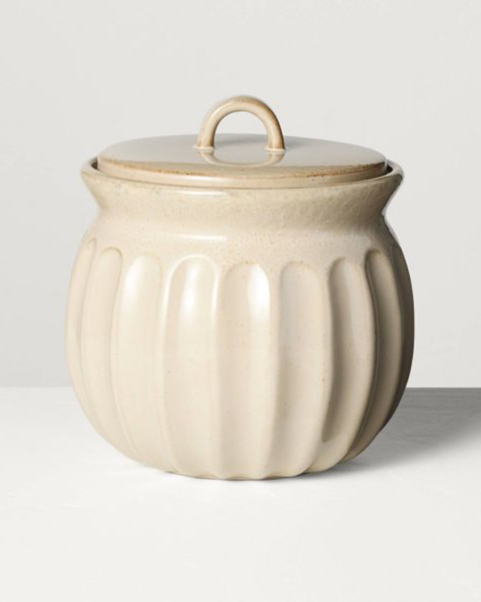 Fluted Stoneware Countertop Canister Tan