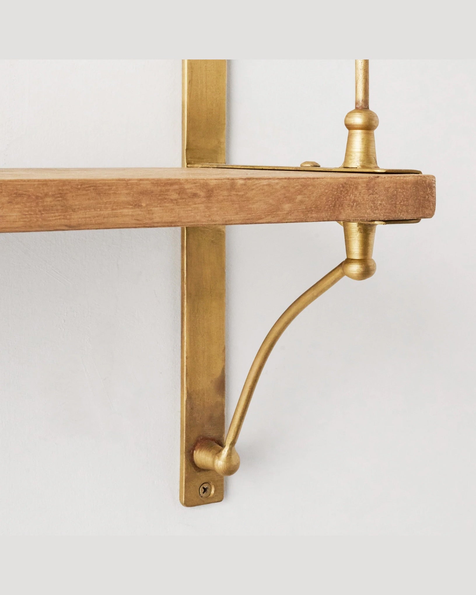Triple Parker Brass and Wood Shelf