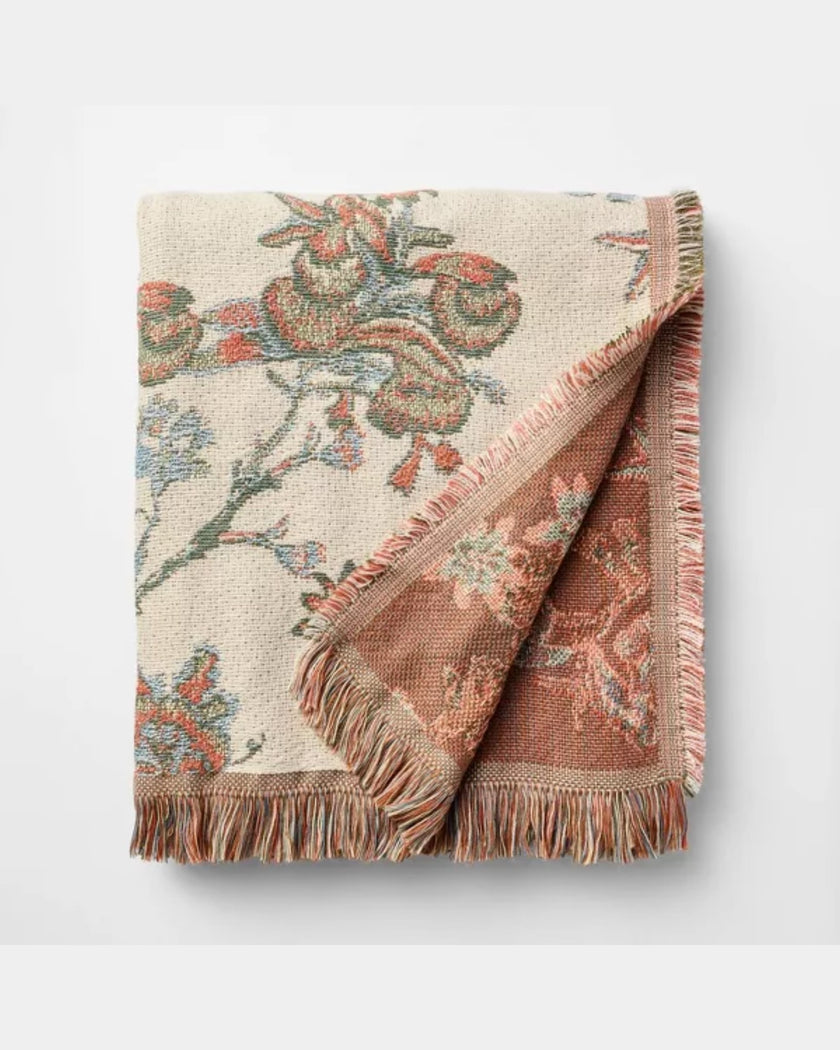 127 cm x 152 cm Throw Allover Jacquard Floral Multi Color