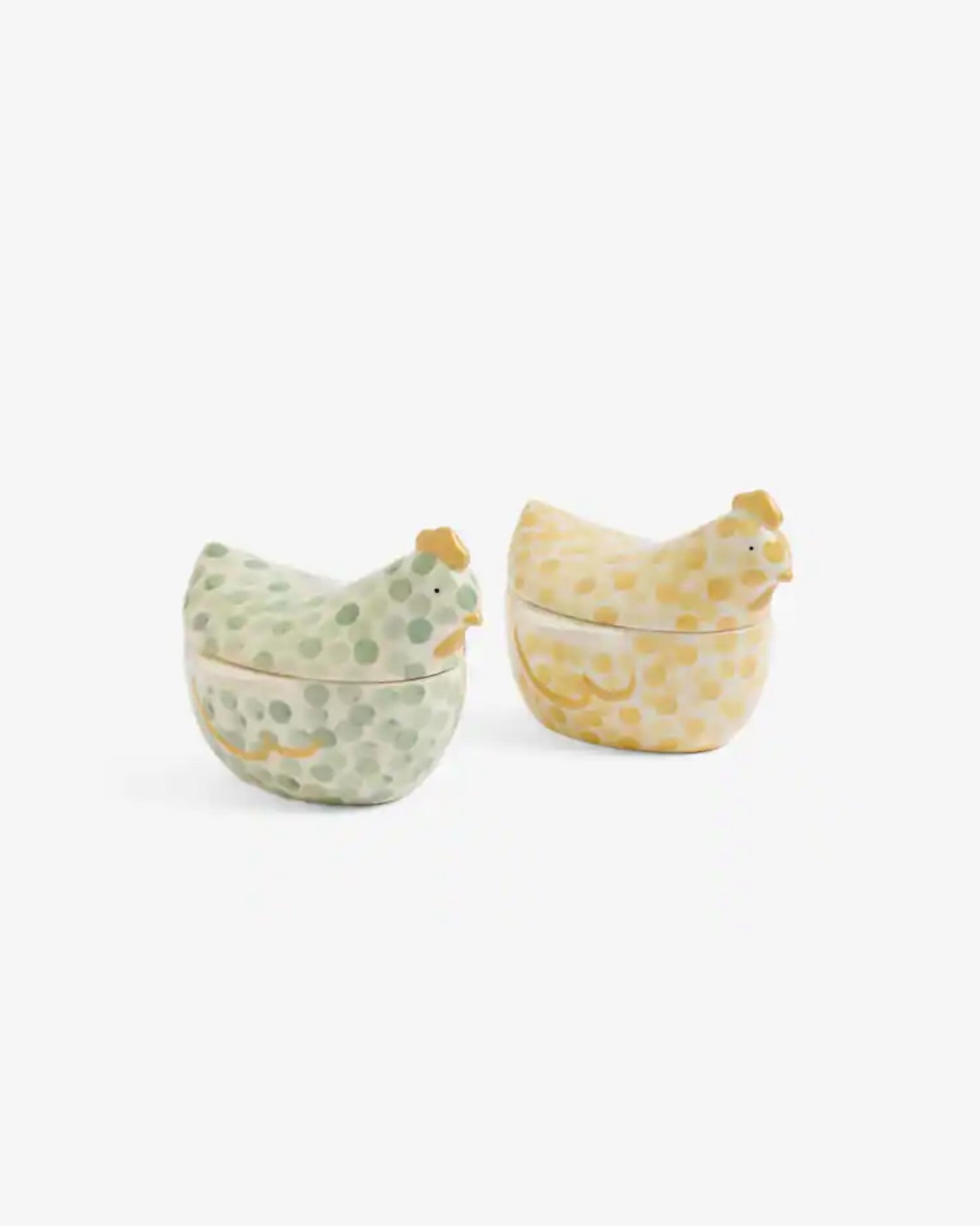 Set of 2 Sage Green Chicken Nibble Bowls with Lid