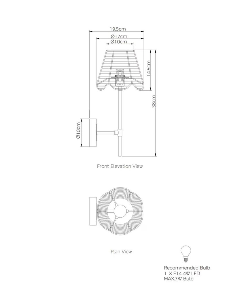 Madeline Rattan Scalloped Wall Light