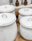 Flared Brim Stoneware Canister Vintage Cream