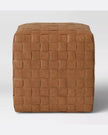 Wellford Faux Leather Woven Cube Brown