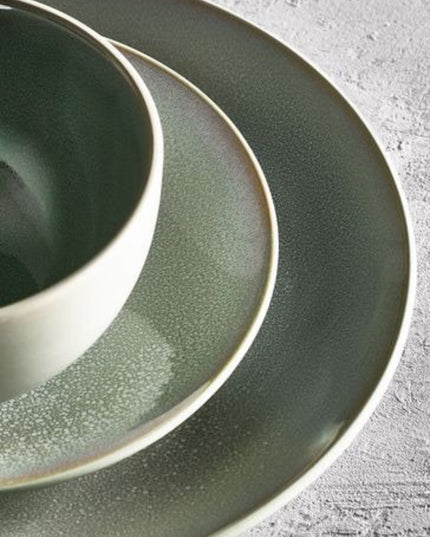12 Piece Sage Reactive Glaze Dinnerware Set