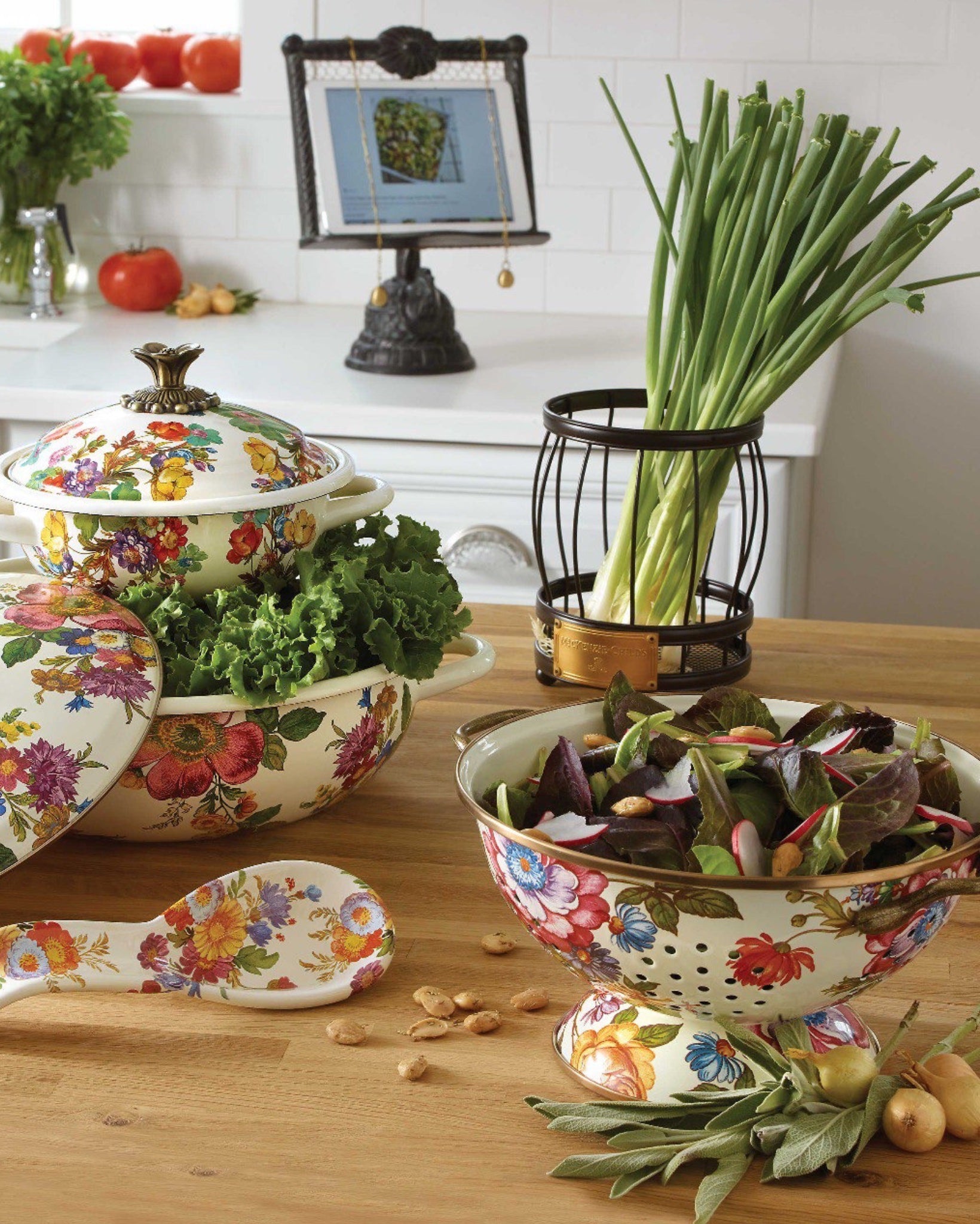 Utensil Caddy with Brass Logo