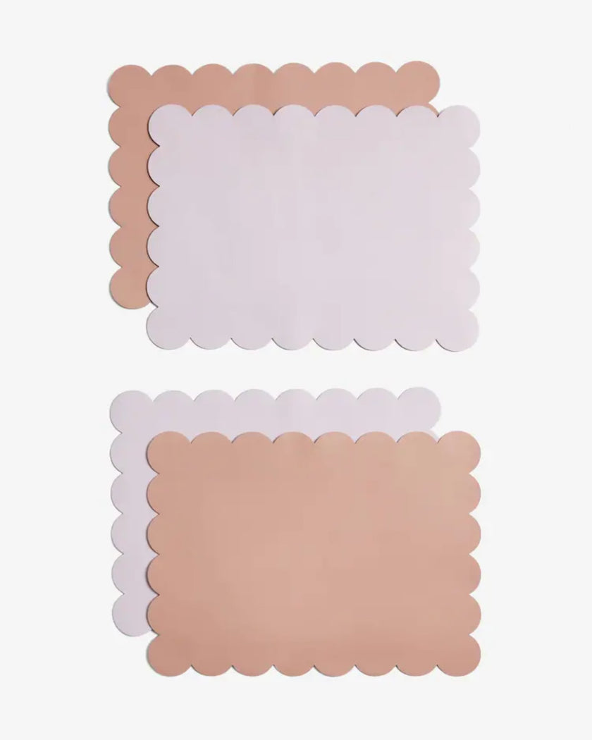 Wildlife Floral Scallop Reversible Soft Faux Leather Placemats (wipeclean)