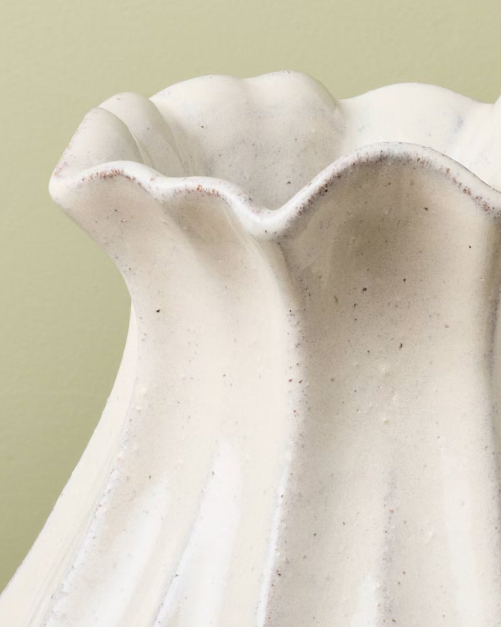 Pleated Ceramic Vase Sour Cream