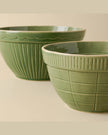 Vintage-Inspired Green Mixing Bowl Set of Two