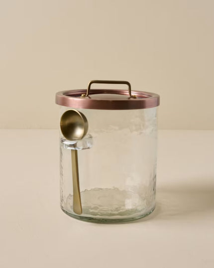 Antique Copper + Rustic Glass Canister with Scoop